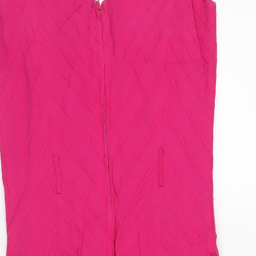 New Look Womens Pink Cotton A-Line Size 10 V-Neck Zip