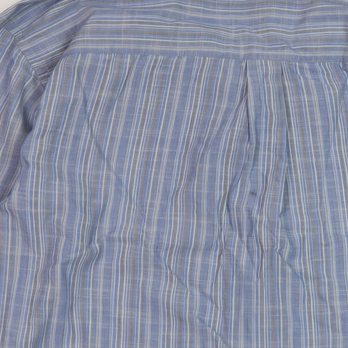 Eddie Bauer Mens Blue Striped Cotton Button-Up Size L Collared Button