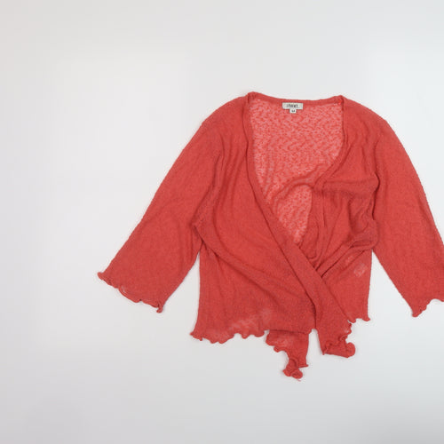 //text.. Womens Orange V-Neck Acrylic Shrug Jumper Size M