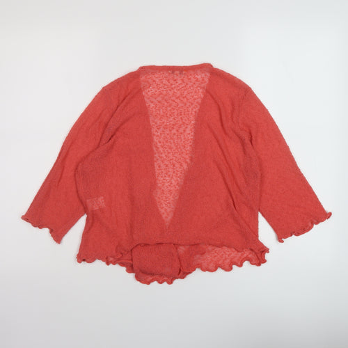 //text.. Womens Orange V-Neck Acrylic Shrug Jumper Size M