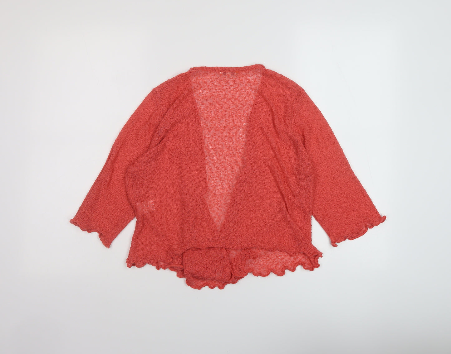//text.. Womens Orange V-Neck Acrylic Shrug Jumper Size M
