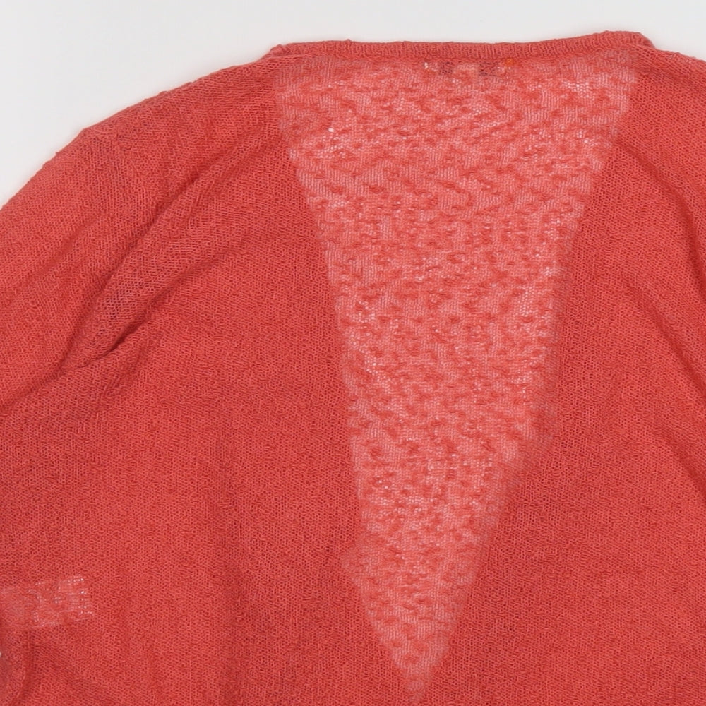 //text.. Womens Orange V-Neck Acrylic Shrug Jumper Size M