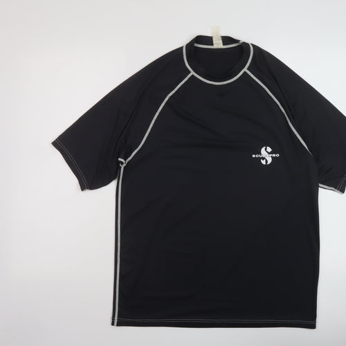 Scubapro Mens Black Polyester Basic T-Shirt Size S Mock Neck Pullover