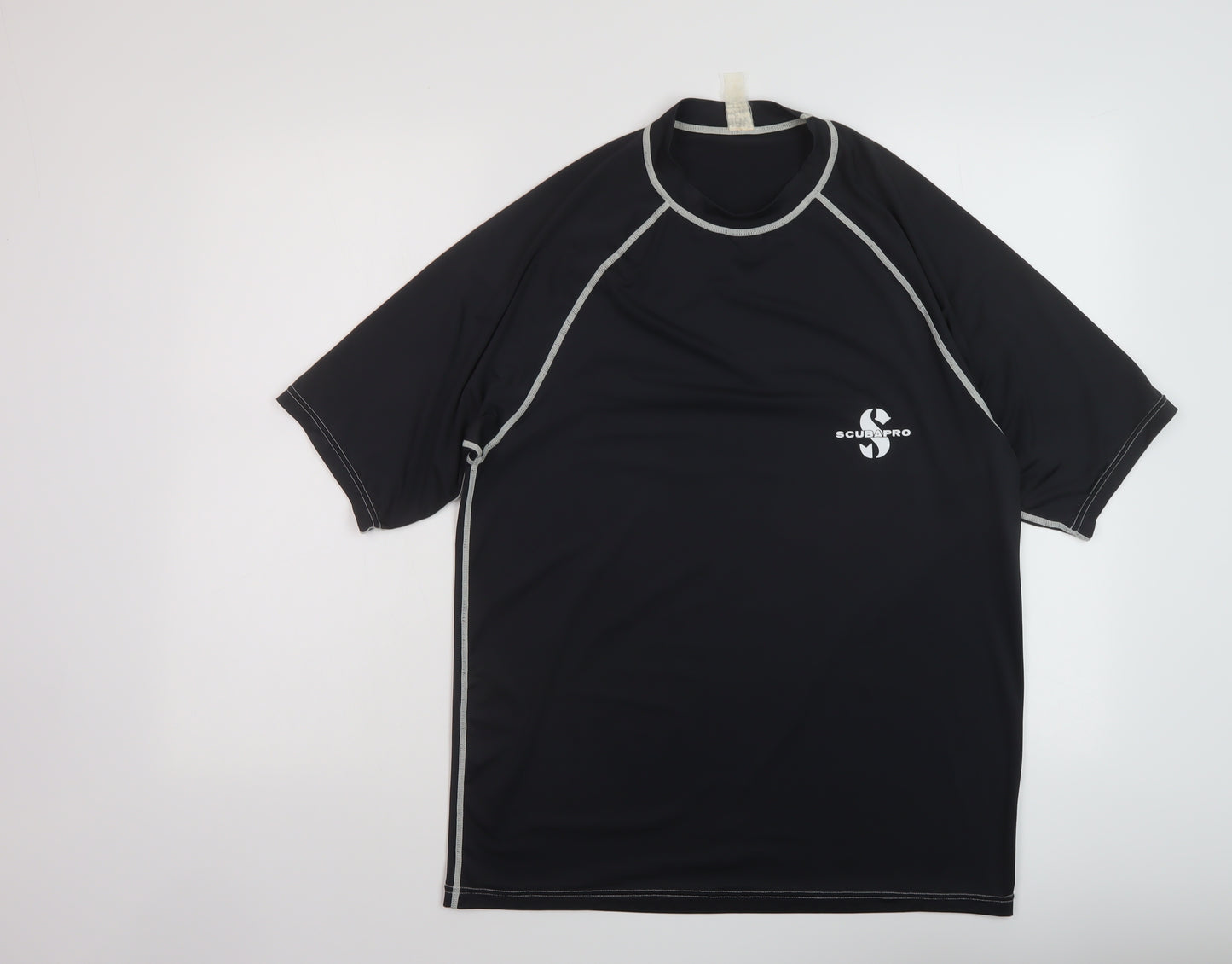 Scubapro Mens Black Polyester Basic T-Shirt Size S Mock Neck Pullover