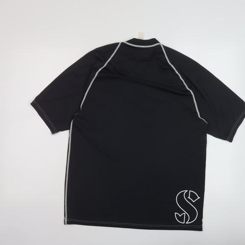 Scubapro Mens Black Polyester Basic T-Shirt Size S Mock Neck Pullover