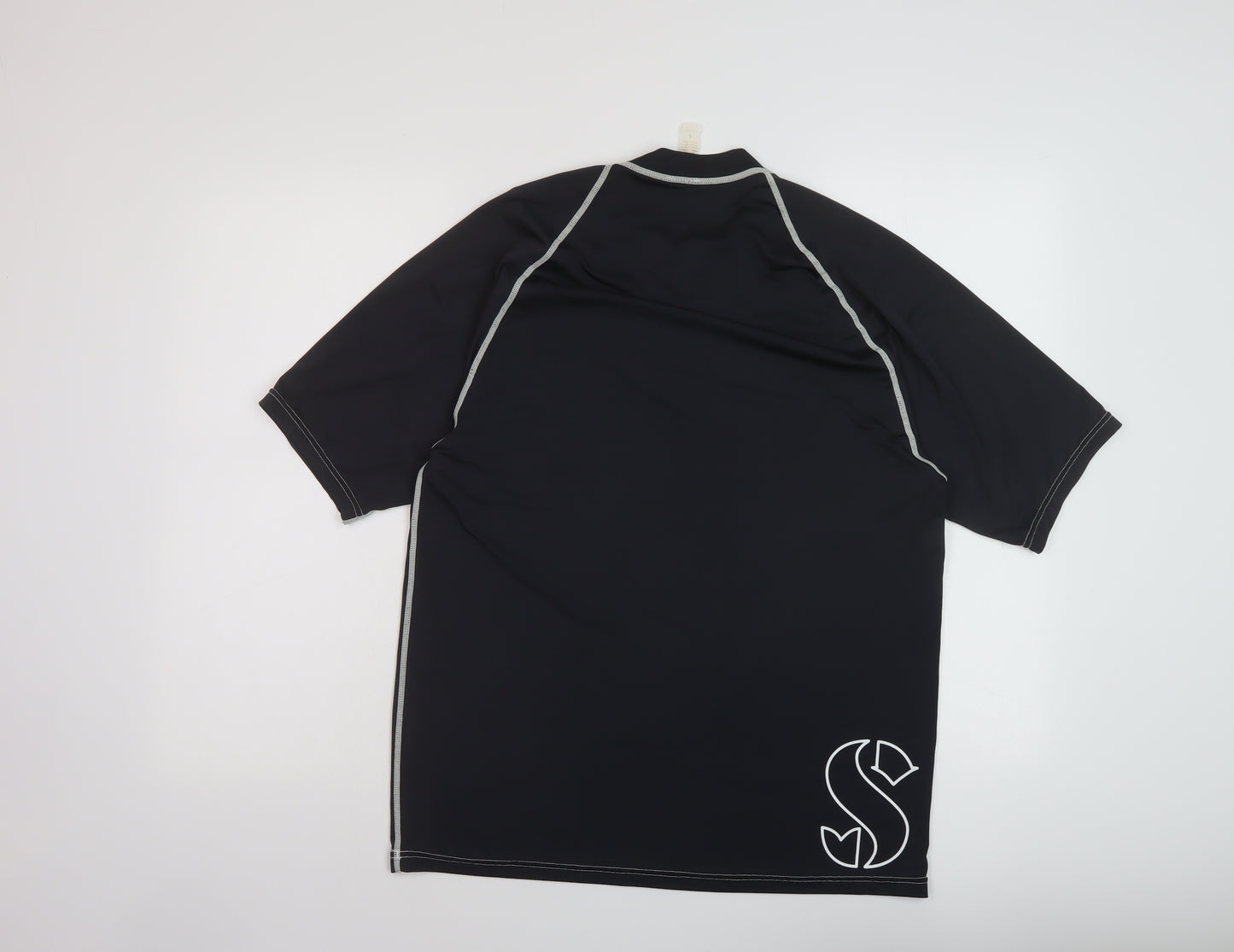 Scubapro Mens Black Polyester Basic T-Shirt Size S Mock Neck Pullover
