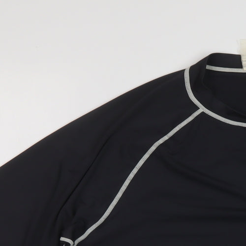 Scubapro Mens Black Polyester Basic T-Shirt Size S Mock Neck Pullover