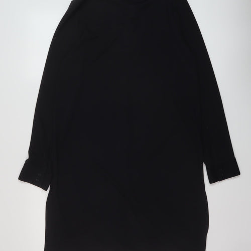 CCDK Womens Black Polyester Shirt Dress Size 14 Collared Button