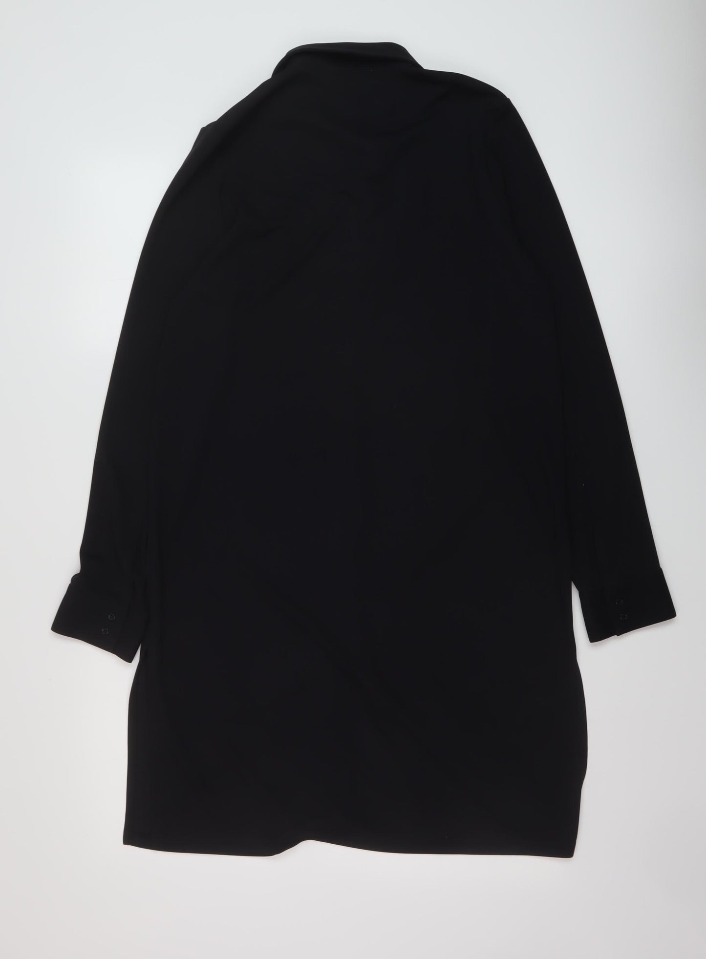 CCDK Womens Black Polyester Shirt Dress Size 14 Collared Button