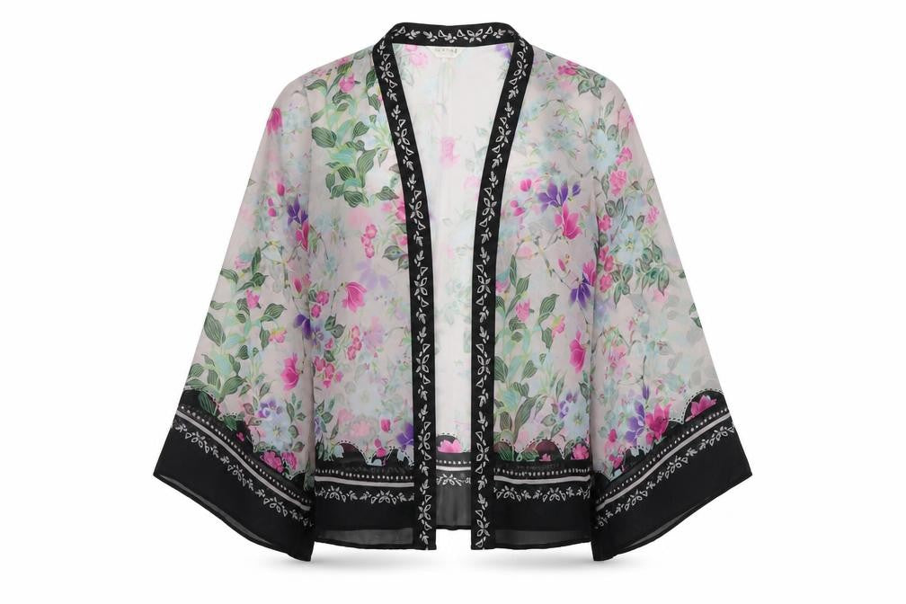 Front view of Indigo women’s multicoloured floral polyester cover up, size UK 8