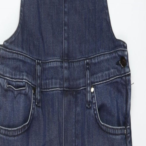 IDA Womens Blue Cotton Dungaree One-Piece Size S L30 in Button