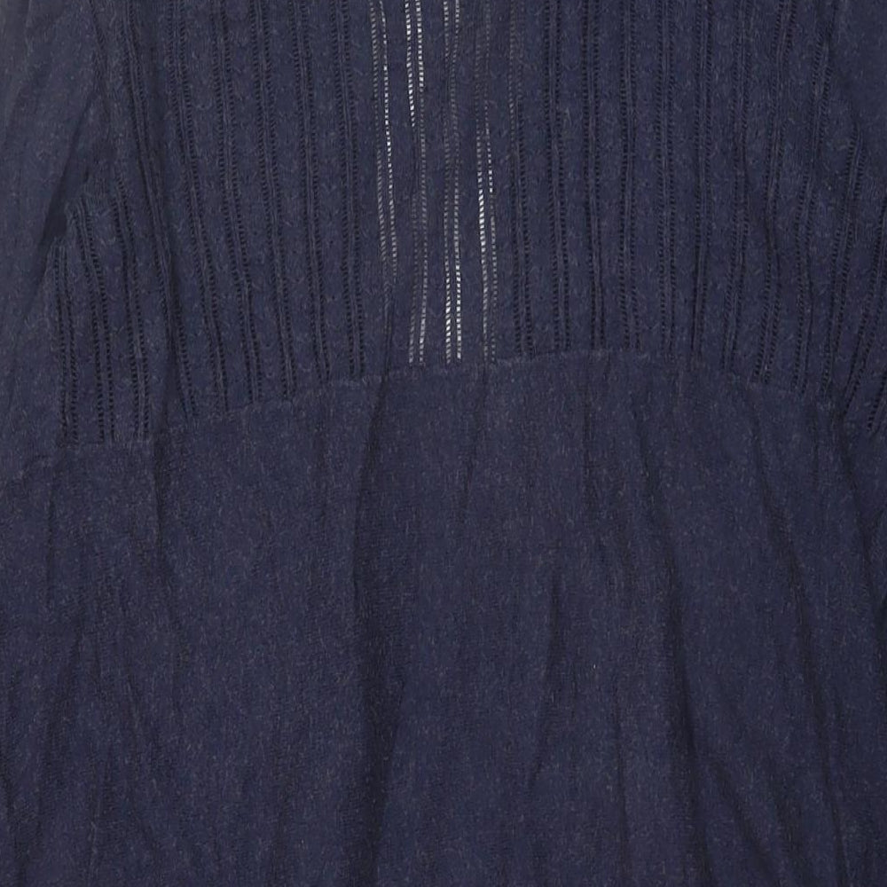 Fat Face Womens Blue V-Neck Cotton Cardigan Jumper Size 12
