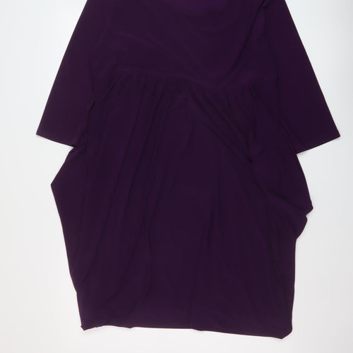 Nicole Womens Purple Polyester A-Line Size L Round Neck Pullover