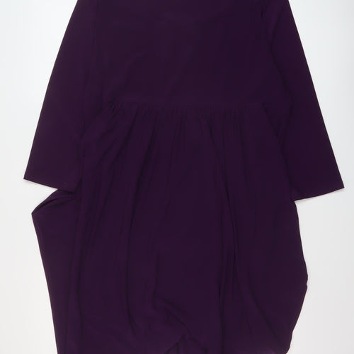 Nicole Womens Purple Polyester A-Line Size L Round Neck Pullover