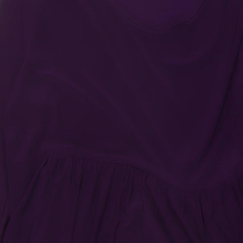 Nicole Womens Purple Polyester A-Line Size L Round Neck Pullover
