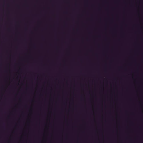 Nicole Womens Purple Polyester A-Line Size L Round Neck Pullover