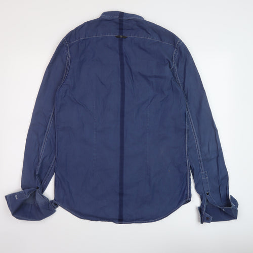 Full Circle Mens Blue Cotton Button-Up Size M Collared Button