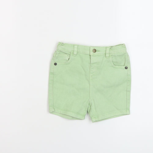 Marks and Spencer Boys Green Cotton Bermuda Shorts Size 2 Years Regular Zip