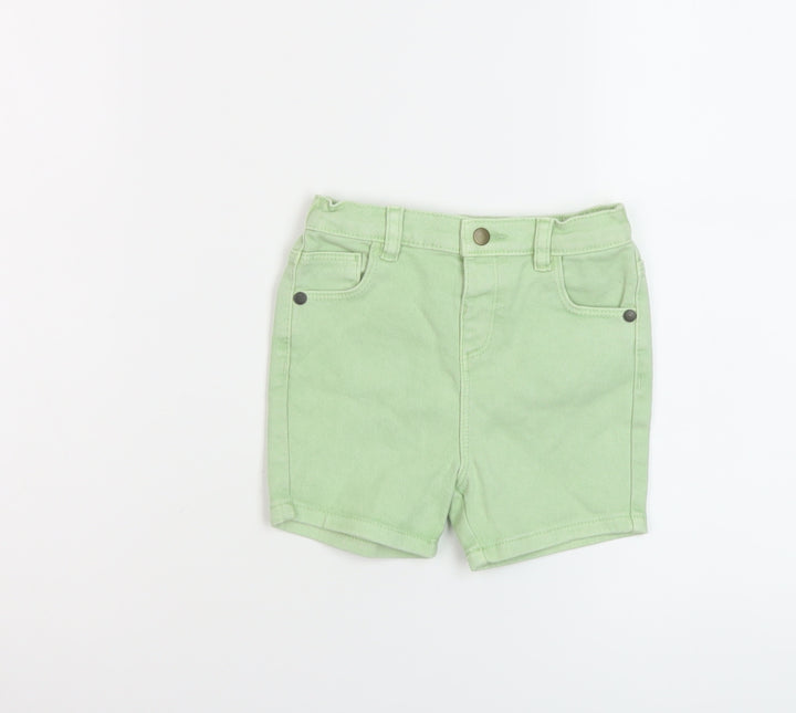 Marks and Spencer Boys Green Cotton Bermuda Shorts Size 2 Years Regular Zip