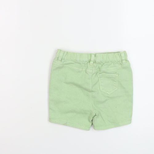 Marks and Spencer Boys Green Cotton Bermuda Shorts Size 2 Years Regular Zip
