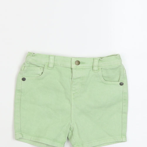 Marks and Spencer Boys Green Cotton Bermuda Shorts Size 2 Years Regular Zip