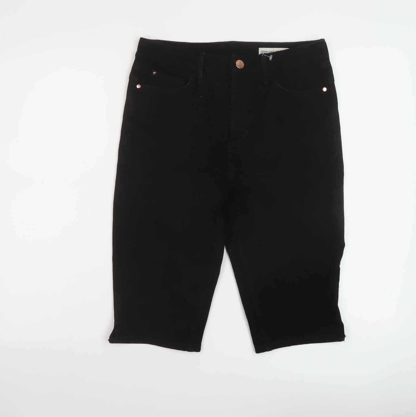 Marks and Spencer Womens Black Cotton Bermuda Shorts Size 12 L13 in Regular Button