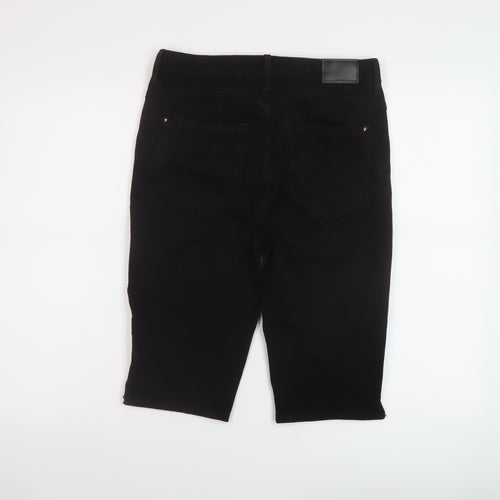 Marks and Spencer Womens Black Cotton Bermuda Shorts Size 12 L13 in Regular Button