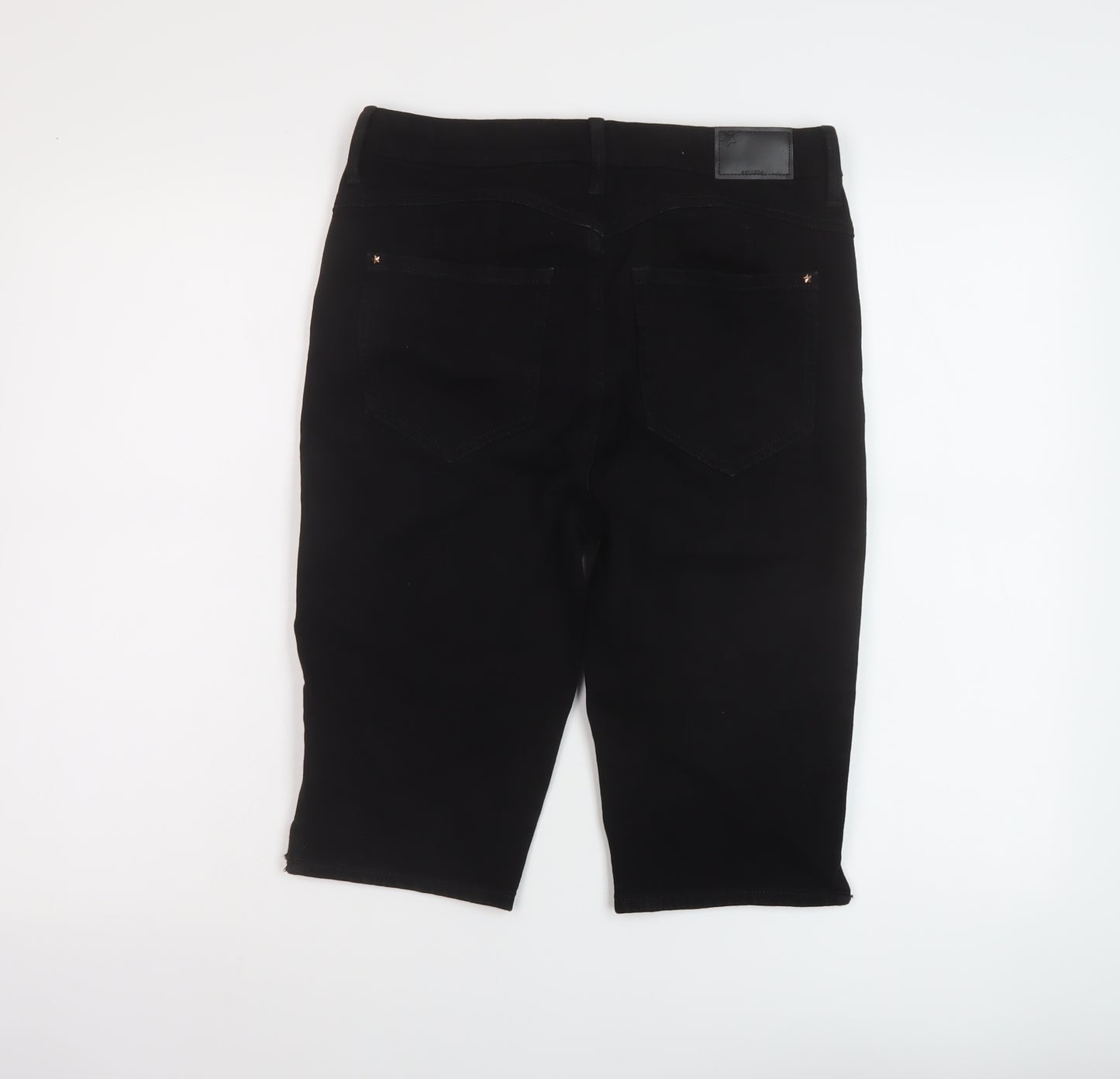 Marks and Spencer Womens Black Cotton Bermuda Shorts Size 12 L13 in Regular Button