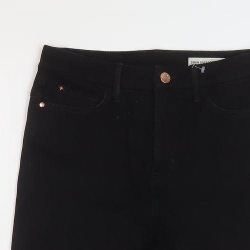 Marks and Spencer Womens Black Cotton Bermuda Shorts Size 12 L13 in Regular Button