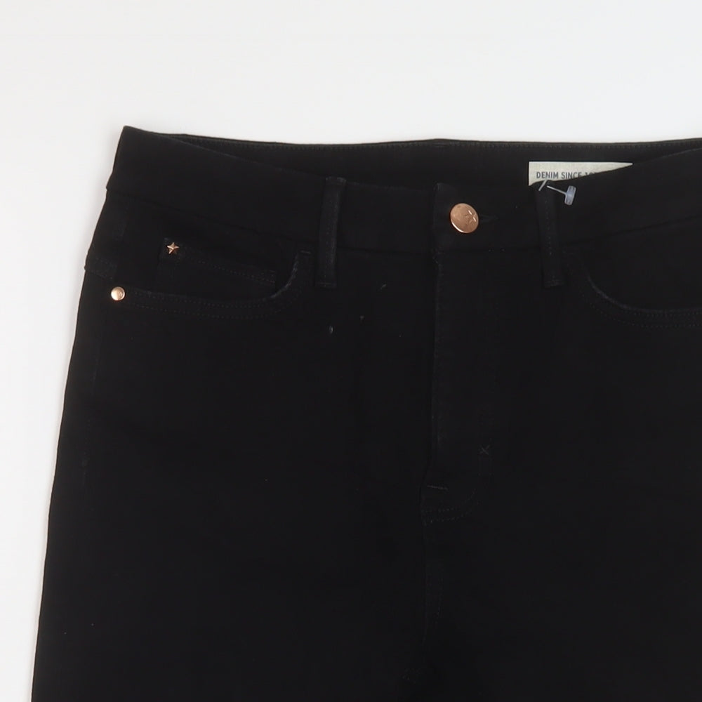 Marks and Spencer Womens Black Cotton Bermuda Shorts Size 12 L13 in Regular Button
