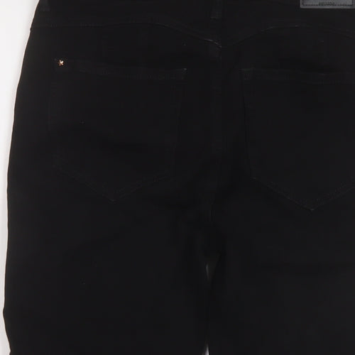 Marks and Spencer Womens Black Cotton Bermuda Shorts Size 12 L13 in Regular Button