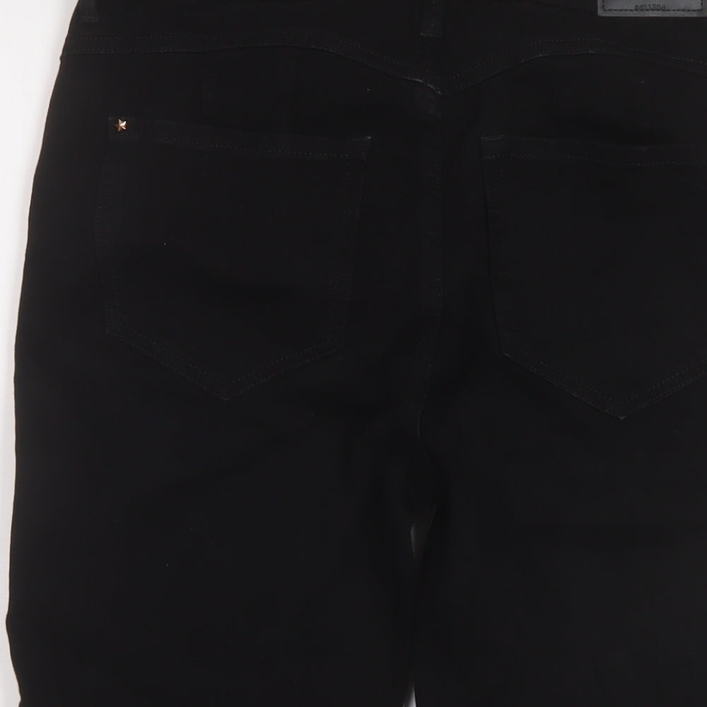 Marks and Spencer Womens Black Cotton Bermuda Shorts Size 12 L13 in Regular Button