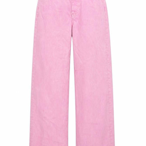 Denim & Co. Womens Pink Cotton Wide-Leg Jeans Size 6 L32 in Regular Button