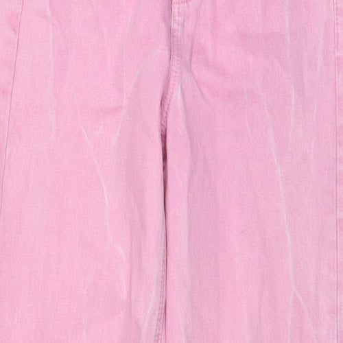 Denim & Co. Womens Pink Cotton Wide-Leg Jeans Size 6 L32 in Regular Button