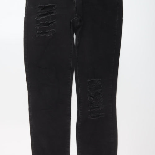 NEXT Womens Grey Cotton Skinny Jeans Size 10 L20 in Regular Button