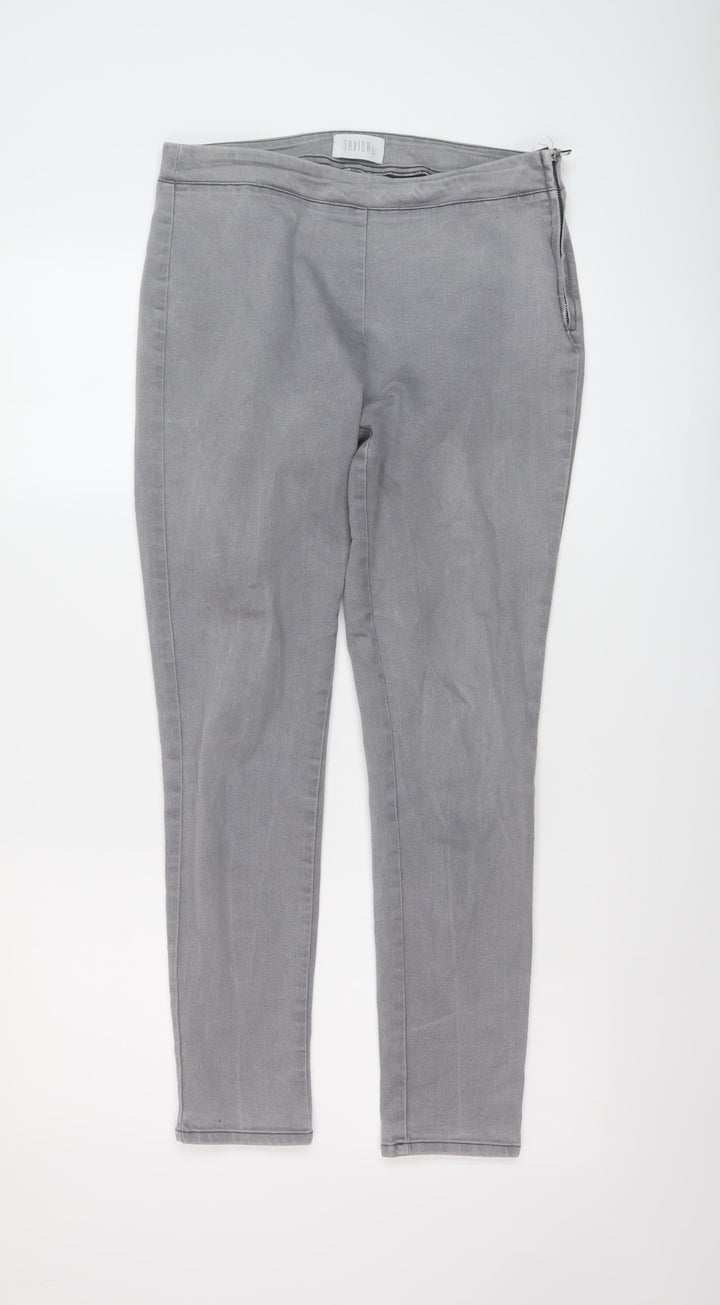 Savida Womens Grey Cotton Skinny Jeans Size 12 L27 in Regular Zip
