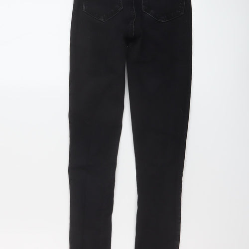 Topshop Womens Black Cotton Skinny Jeans Size 24 in L27 in Regular Button