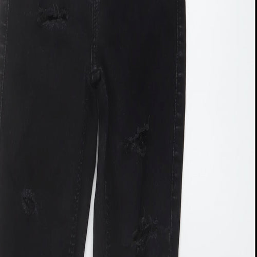 Topshop Womens Black Cotton Skinny Jeans Size 24 in L27 in Regular Button