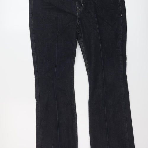 Marks and Spencer Womens Blue Cotton Bootcut Jeans Size 14 L26 in Regular Button