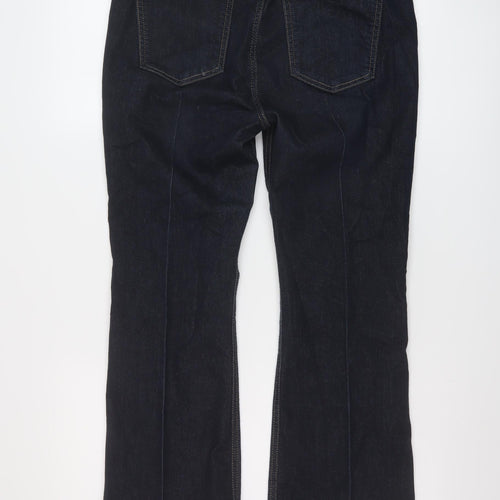 Marks and Spencer Womens Blue Cotton Bootcut Jeans Size 14 L26 in Regular Button