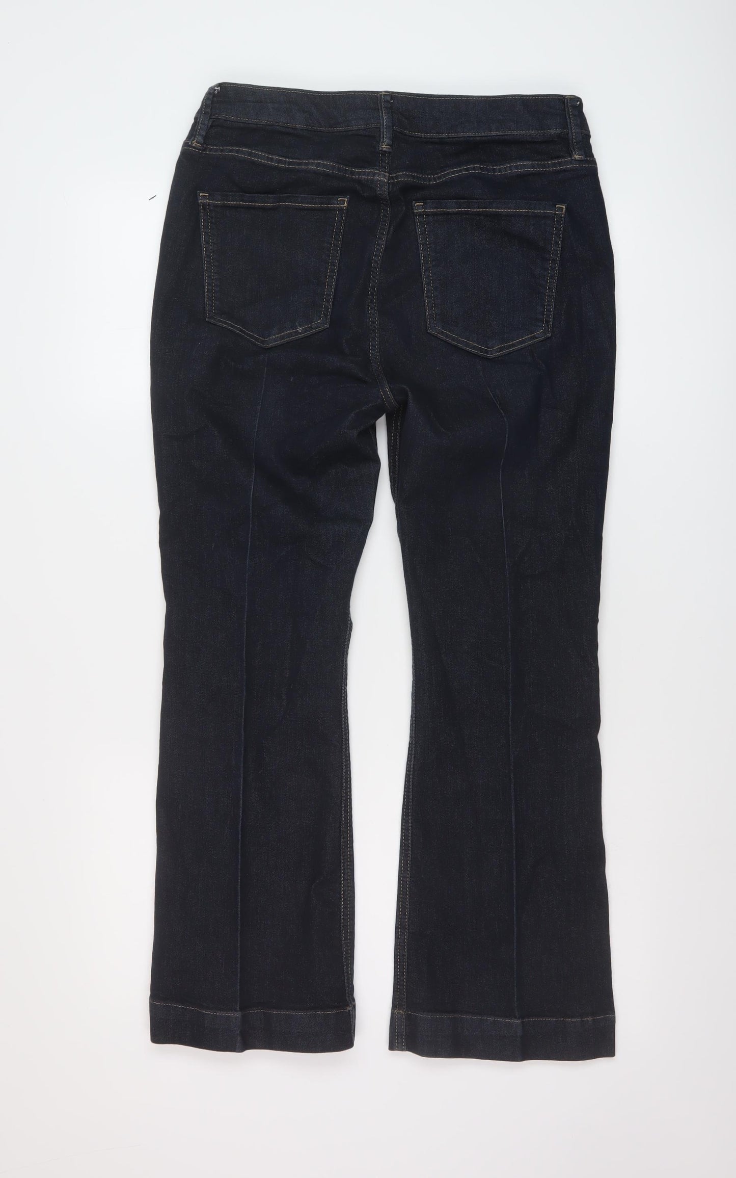 Marks and Spencer Womens Blue Cotton Bootcut Jeans Size 14 L26 in Regular Button
