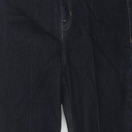 Marks and Spencer Womens Blue Cotton Bootcut Jeans Size 14 L26 in Regular Button