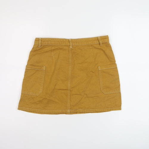 BDG Womens Brown Cotton Mini Skirt Size M Button