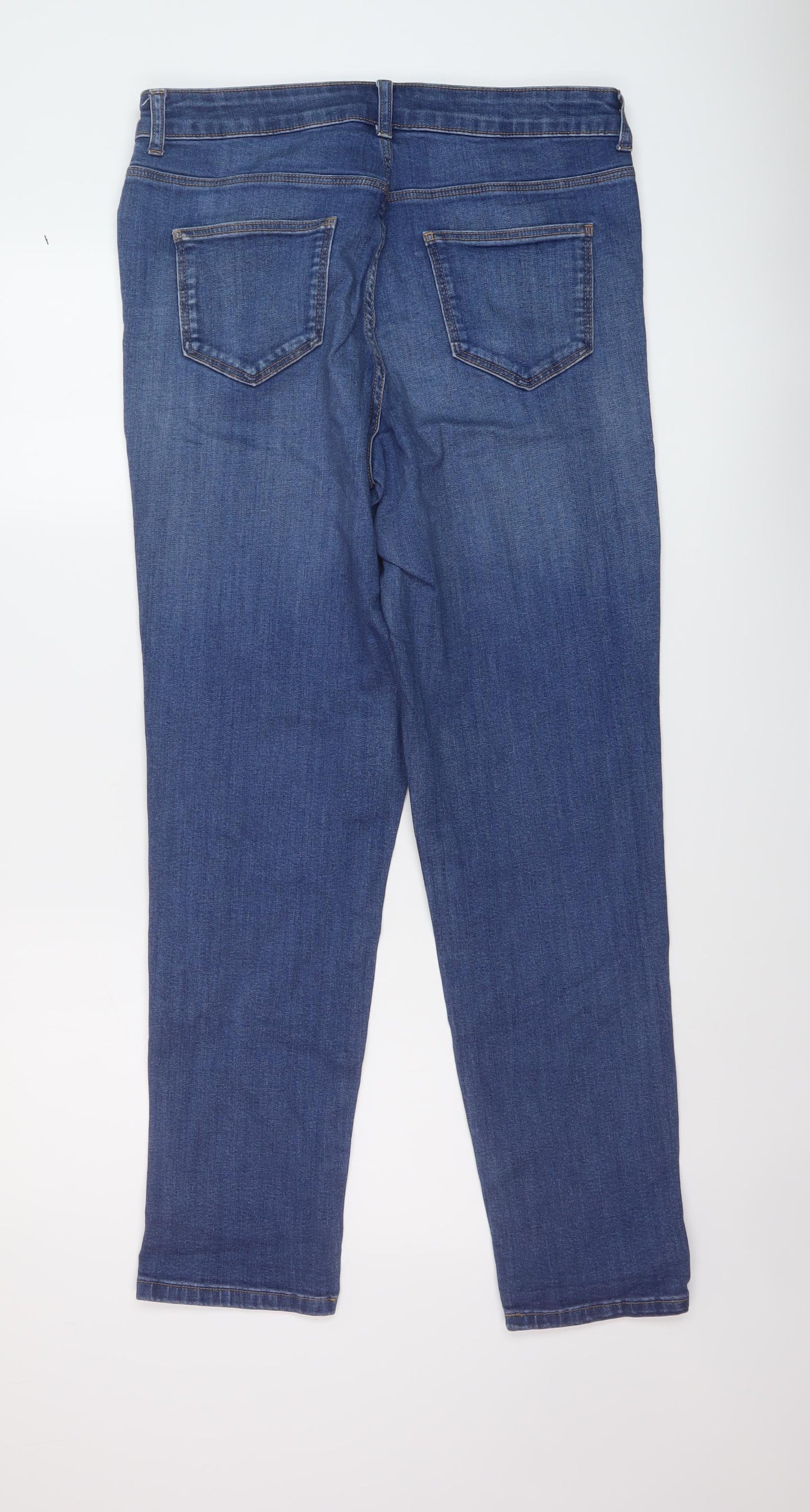 TU Womens Blue Cotton Straight Jeans Size 14 L30 in Regular Button