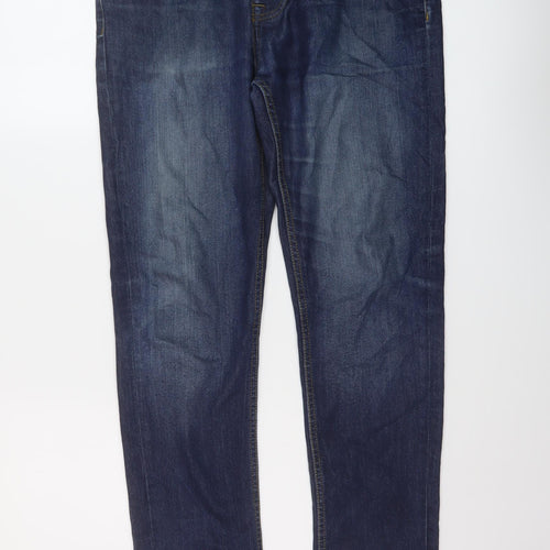 Denim & Co. Mens Blue Cotton Straight Jeans Size 32 in L30 in Regular Button