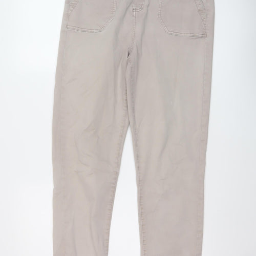 Marks and Spencer Womens Beige Cotton Jogger Trousers Size 14 L29 in Regular Button