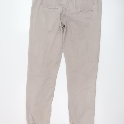 Marks and Spencer Womens Beige Cotton Jogger Trousers Size 14 L29 in Regular Button