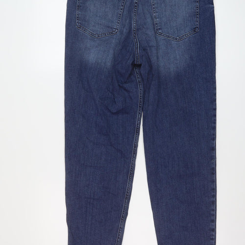 F&F Womens Blue Cotton Straight Jeans Size 14 L27 in Regular Button