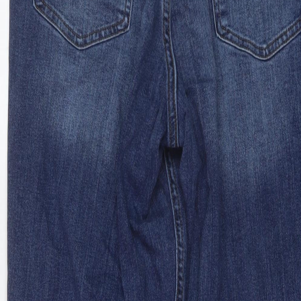 F&F Womens Blue Cotton Straight Jeans Size 14 L27 in Regular Button