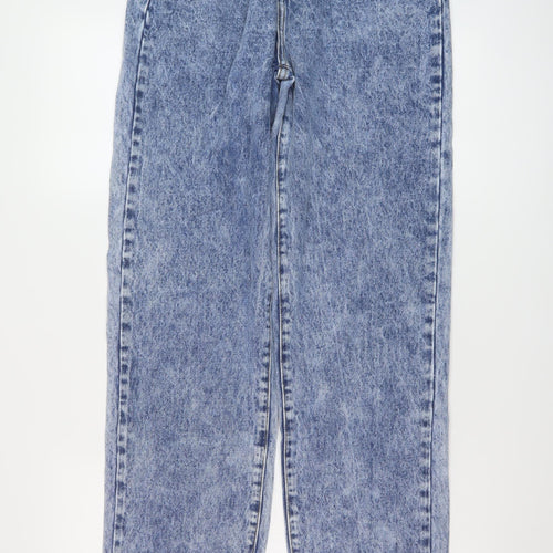 PRETTYLITTLETHING Womens Blue Cotton Mom Jeans Size 8 L33 in Regular Button